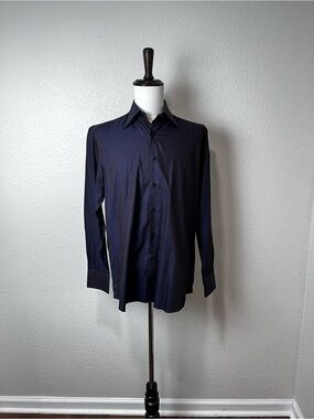 Xacus Deep Brown/Purple Button Down Shirt Size 16.5/42